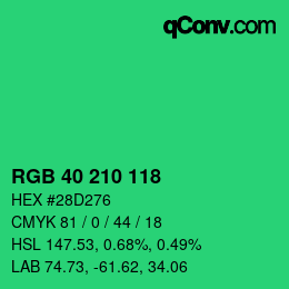 Color code: RGB 40 210 118 | qconv.com