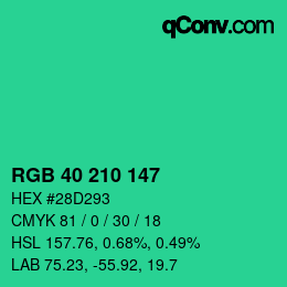Color code: RGB 40 210 147 | qconv.com
