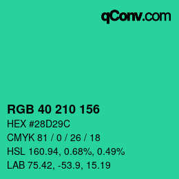 Color code: RGB 40 210 156 | qconv.com
