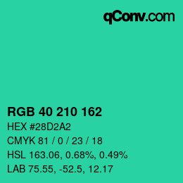 Color code: RGB 40 210 162 | qconv.com