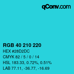 Color code: RGB 40 210 220 | qconv.com