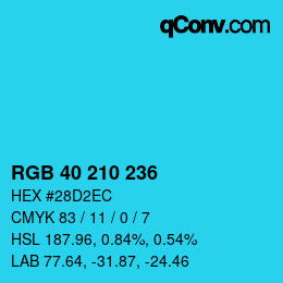 Color code: RGB 40 210 236 | qconv.com