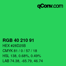 Color code: RGB 40 210 91 | qconv.com