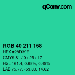 Color code: RGB 40 211 158 | qconv.com