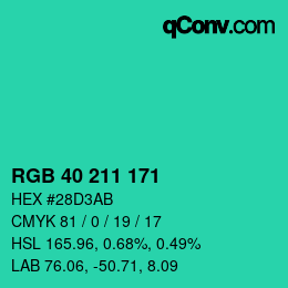 Color code: RGB 40 211 171 | qconv.com