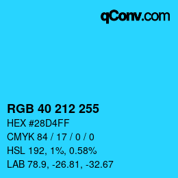 Color code: RGB 40 212 255 | qconv.com