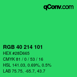 Color code: RGB 40 214 101 | qconv.com