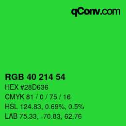Color code: RGB 40 214 54 | qconv.com