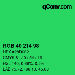 Color code: RGB 40 214 98 | qconv.com