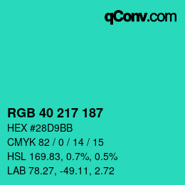 Color code: RGB 40 217 187 | qconv.com