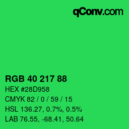 カラーコード: RGB 40 217 88 | qconv.com