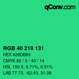 Color code: RGB 40 219 131 | qconv.com