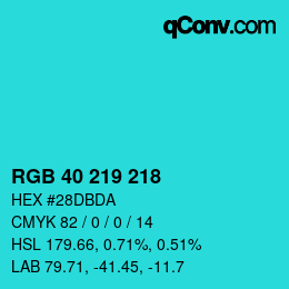 Color code: RGB 40 219 218 | qconv.com