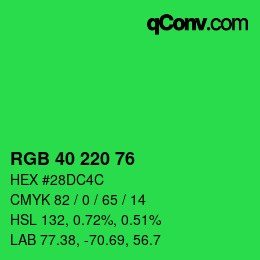 Color code: RGB 40 220 76 | qconv.com