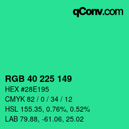 Color code: RGB 40 225 149 | qconv.com
