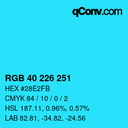 Color code: RGB 40 226 251 | qconv.com