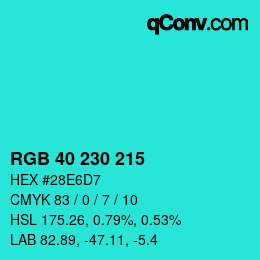 Color code: RGB 40 230 215 | qconv.com