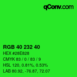 Color code: RGB 40 232 40 | qconv.com