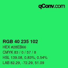 Color code: RGB 40 235 102 | qconv.com