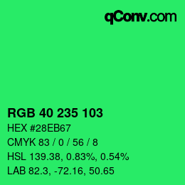 Color code: RGB 40 235 103 | qconv.com