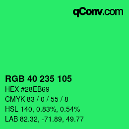カラーコード: RGB 40 235 105 | qconv.com