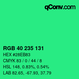 Color code: RGB 40 235 131 | qconv.com