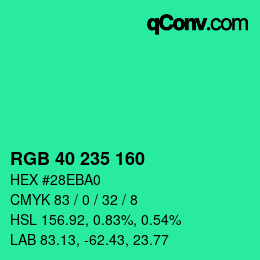 Color code: RGB 40 235 160 | qconv.com