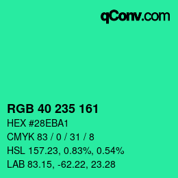 Color code: RGB 40 235 161 | qconv.com