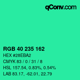 Farbcode: RGB 40 235 162 | qconv.com