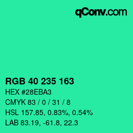 Color code: RGB 40 235 163 | qconv.com