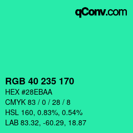 Color code: RGB 40 235 170 | qconv.com