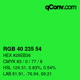 Color code: RGB 40 235 54 | qconv.com