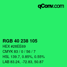 Color code: RGB 40 238 105 | qconv.com