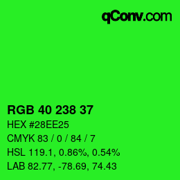 Color code: RGB 40 238 37 | qconv.com