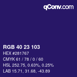 Farbcode: RGB 40 23 103 | qconv.com