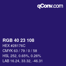 カラーコード: RGB 40 23 108 | qconv.com