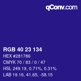 Color code: RGB 40 23 134 | qconv.com