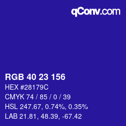 Color code: RGB 40 23 156 | qconv.com