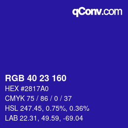 Color code: RGB 40 23 160 | qconv.com