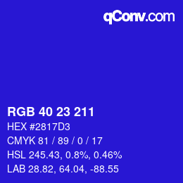 Color code: RGB 40 23 211 | qconv.com