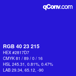 Color code: RGB 40 23 215 | qconv.com