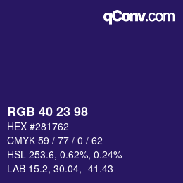 カラーコード: RGB 40 23 98 | qconv.com