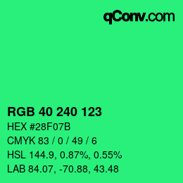 Color code: RGB 40 240 123 | qconv.com