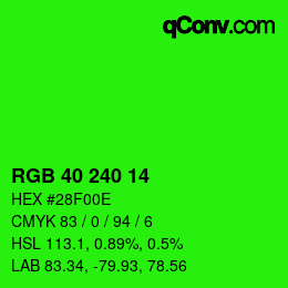 Color code: RGB 40 240 14 | qconv.com