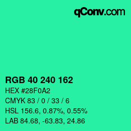 Color code: RGB 40 240 162 | qconv.com