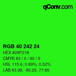 颜色代码: RGB 40 242 24 | qconv.com