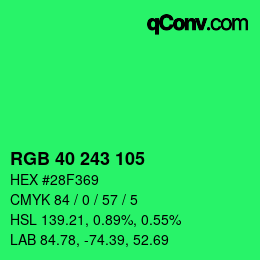 Color code: RGB 40 243 105 | qconv.com