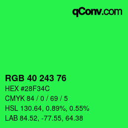 Color code: RGB 40 243 76 | qconv.com