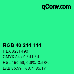 Color code: RGB 40 244 144 | qconv.com