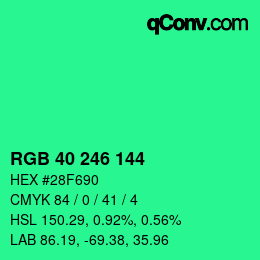Color code: RGB 40 246 144 | qconv.com